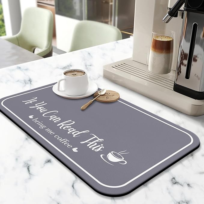 Coffee Bar Mat for Countertops 18inx24in,Absorbent Hide Stain Anti-Slip Cafe Bar Accessories Fit Under Coffee Machine Mat,dish drying mats for kitchen