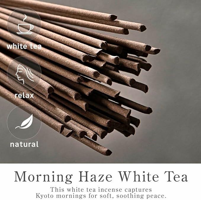 なごみ工房 Kyoto White Tea Incense Sticks - Japanese Temple Aroma, Ideal for Relaxation & Meditation, Approx. 60 Sticks (0.044 Pounds) - Premium Quality Incense for Spiritual & Home Use Nagomikobo