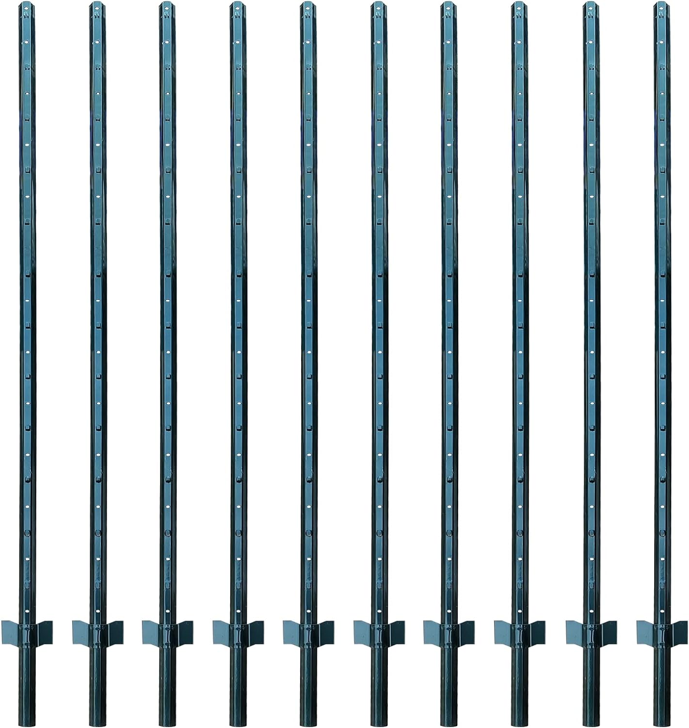 ARIFARO Fence Posts 7 Feet Sturdy Duty Metal Fence Post, Pack of 10, No Dig Garden U Post for Wire Fencing Steel Poles for Yard, Outdoor Wire