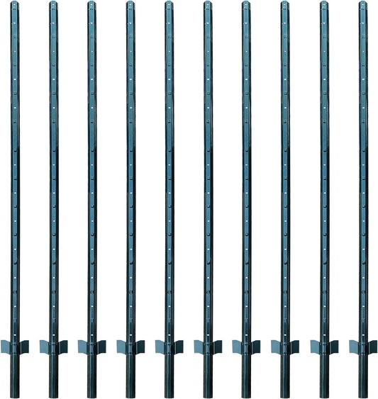 ARIFARO Fence Posts 7 Feet Sturdy Duty Metal Fence Post, Pack of 10, No Dig Garden U Post for Wire Fencing Steel Poles for Yard, Outdoor Wire