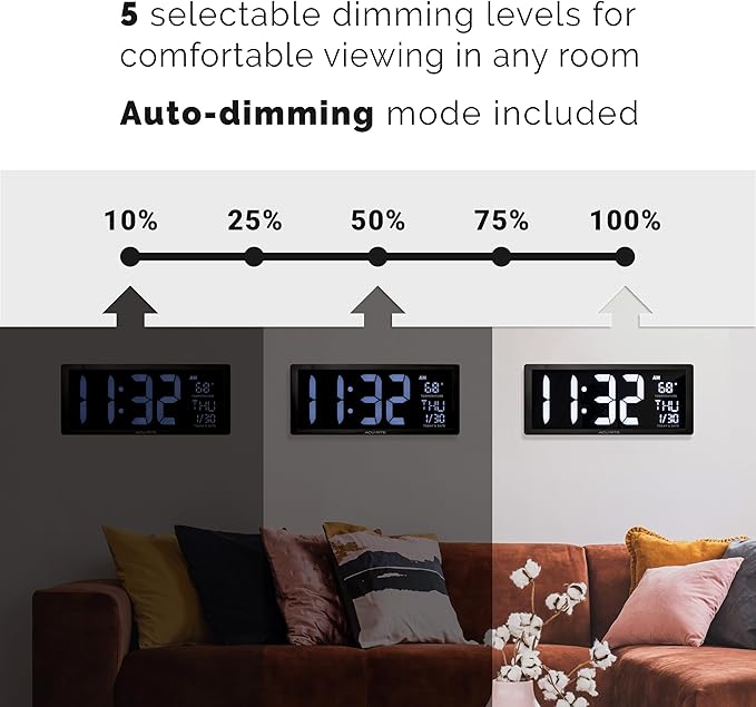 AcuRite 75159M 14.5" Large White LED Digital Clock Inch, White
