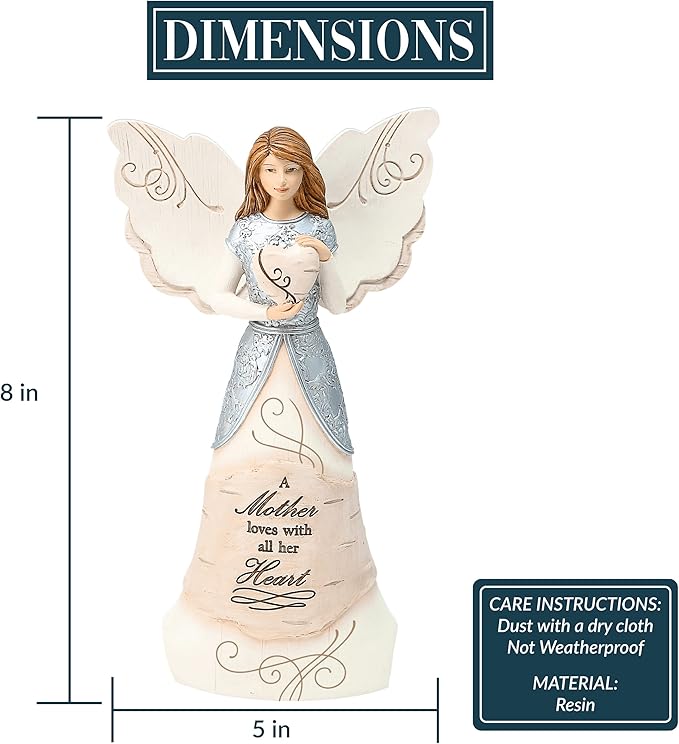 Pavilion-Mother - 8" Angel Holding a Heart,Beige