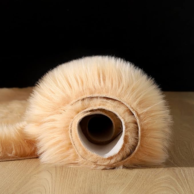Faux Fur Rug Fluffy Sheepskin Area Rug,Ultra Soft Shaggy Plush Rug Bedroom Living Room Sofa Floor Kids Room Bedside（2 x 4 ft Rectangle Brown）