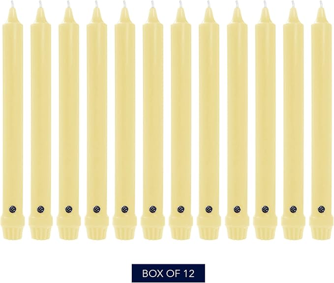Colonial Candle Unscented Taper Candle, Classic Collection, Limoncello, 10 in, Pack of 12 - Up to 8 Hours Burn
