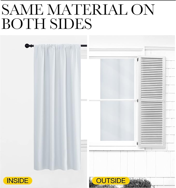 NICETOWN Greyish White Bedroom Curtain Panels - Multi-Function Noise Reducing Performance Window Treatment Thermal Insulated Room Darkening Drapes for Nursery (2 Panels, 52 by 63)
