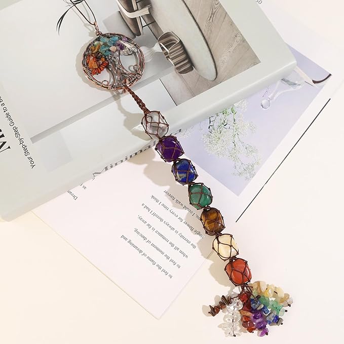 Anjiucc Handmade Crystal Window Car Hanging Ornaments 7 Chakra Home Ornament Yoga Meditation Car Decoration（A-Style 11）