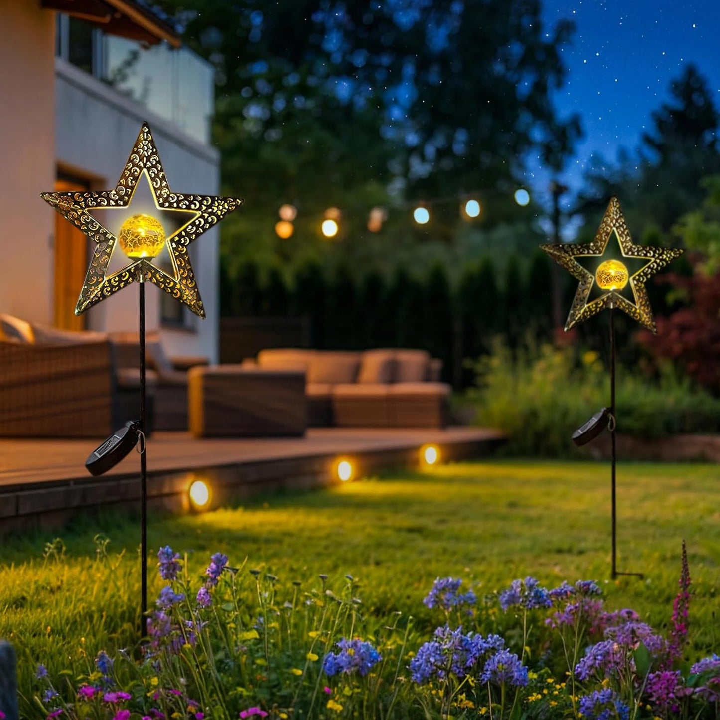 TAKE ME Star Solar Lights Garden Outdoor Decor Waterproof Metal Solar Stakes Lights for Patio Yard Walkway Lawn Patio Mothers Day Garden Gifts Mom Wife Grandma