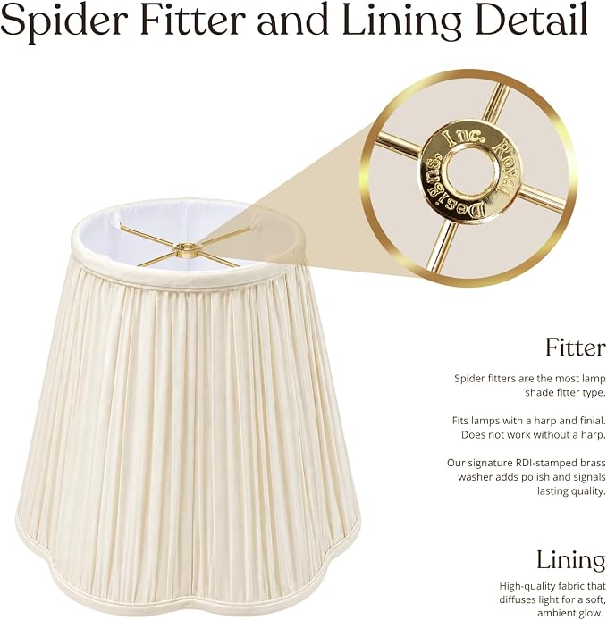Royal Designs, Inc. BS-754-16EG-2 Bottom Scallop Gather Pleat Basic Lamp Shade, 8 x 16 x 13, Eggshell, 2-Pack