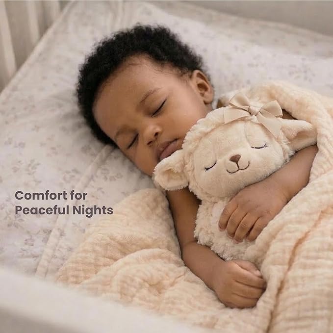 Baptism Gift for Boy or Girl Baptism Set with 10" Praying Lamb Plush Toy, Bamboo Muslin Blanket & First Prayer Book, Ready to Gift Keepsake Box