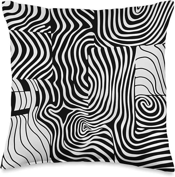 Black & White Modern Art Pattern Throw Pillow