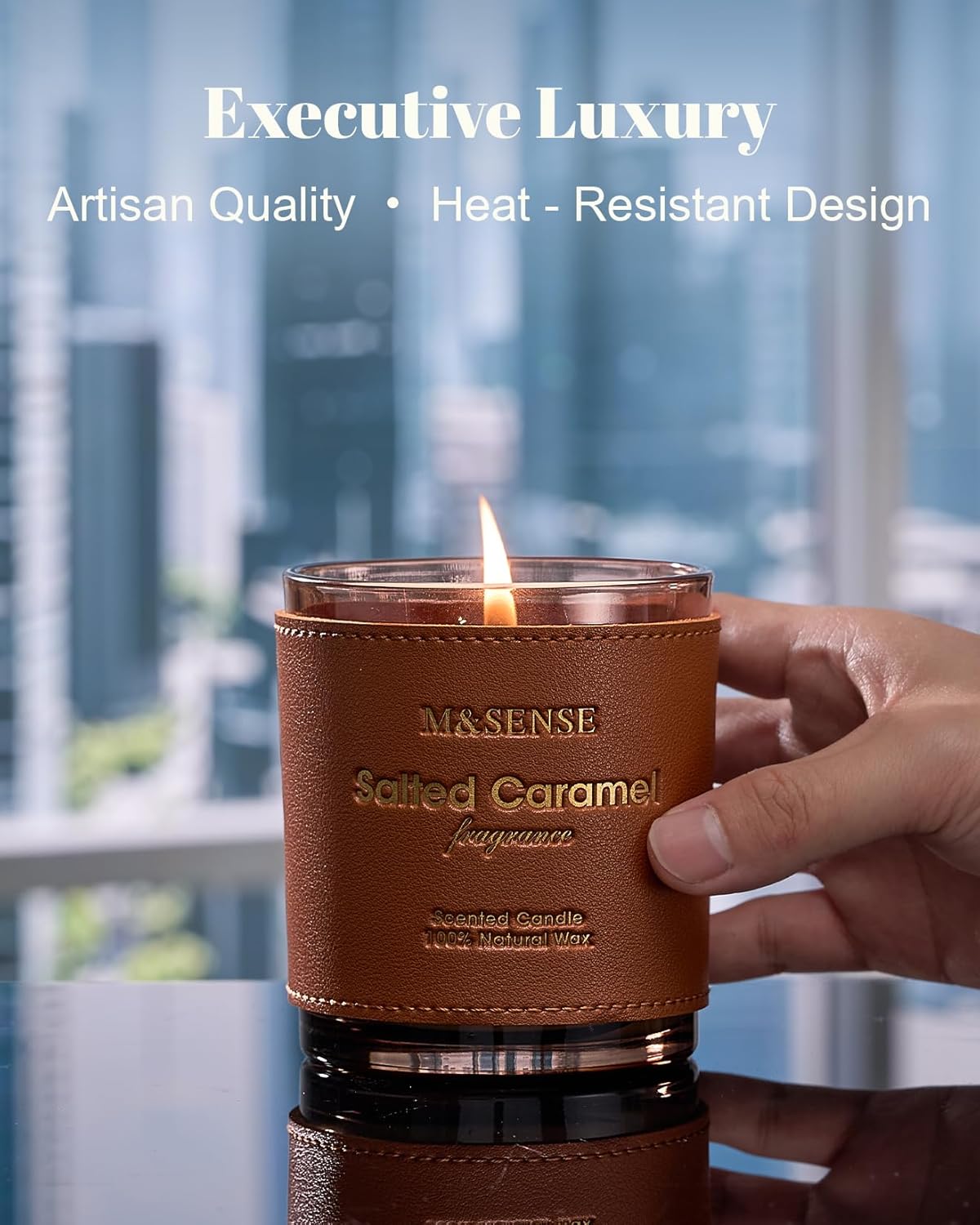 M&SENSE Caramel Vanilla Scented Vegan Soy Candles,10oz 42-Hour Slow Burning Time,No Toxin Heavy Scented Candles,Cozy Relaxing Romance,Fancy Housewarming Gifts for Women & Men