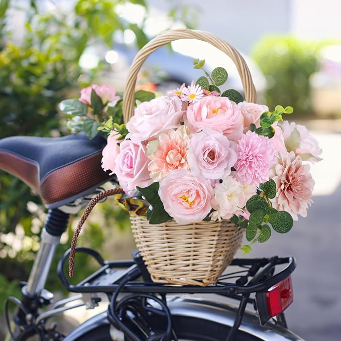 Rose Artificial Flowers Combo Fake Flowers Rose Silk Flowers with Stems for DIY Wedding Bouquets Centerpieces Arrangements Table Decor Valentine's Day Bridal Baby Shower Party Home Decor(Nude Pink)