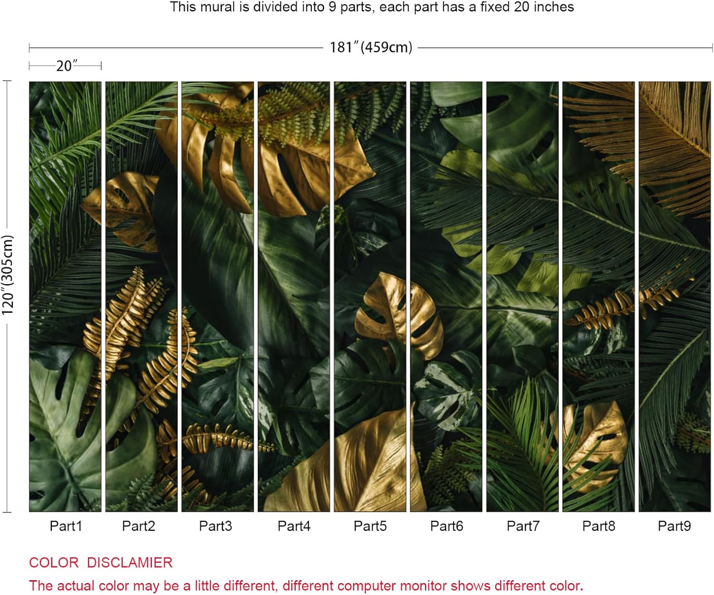 Tropical Wallpaper Jungle Banana Leaf Wall Mural Wallpaper for Living Room (Not Peel n' Stick)