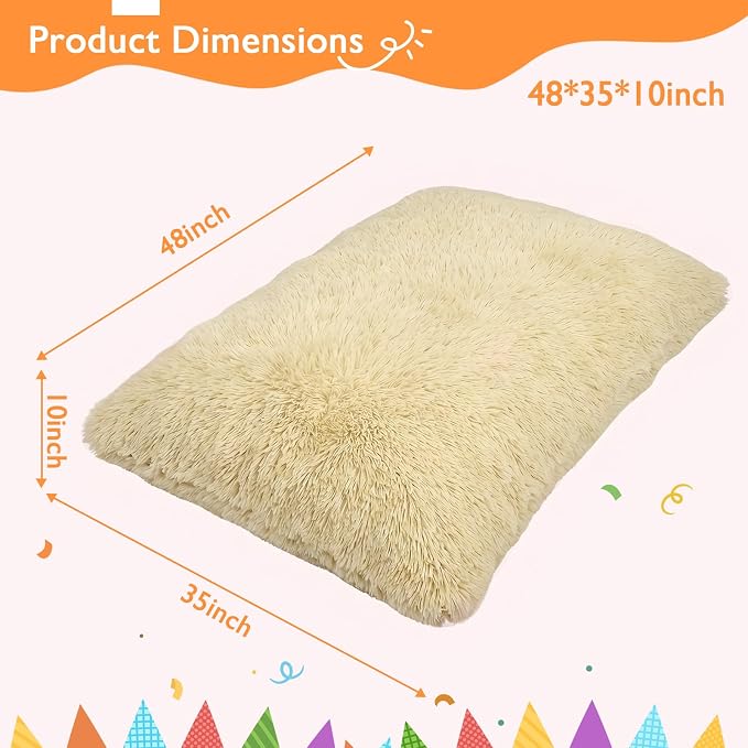 3 in 1 Kids Bean Bag Chair Bed, Kids Fluffy Stuffed Floor Pillow for Gaming and Reading, Ultra Soft Faux Fur Fabric Bean Bag Chairs to Lounger for Playroom, Living Room, Bedroom, Beige