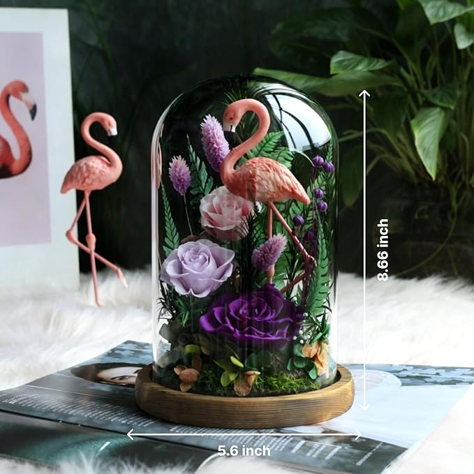 Forever Gifts for Mom: Big Flower Big Love-Mothers Day Flowers for Mom Wife Grandma-Eternal Flower with Flamingo-Flowers for Delivery Prime on Anniversary Valentines Birthday (Purple)