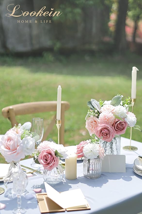 Lookein Artificial Flowers for DIY Wedding Decoration Bridal Bouquet Table Centerpieces Flower Garland Wreaths Aisle Arch Flower Decoration Home Decor, Dreamy Blush