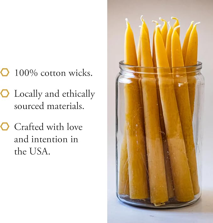100% Pure Beeswax Taper Candles - All-Natural Handmade Decorative & Dipped Smokeless Unscented Candles for Christmas, Advent, and Hanukkah, Rainbow, 8.5 Inches, 12 Candle Set, by BeeTheLight