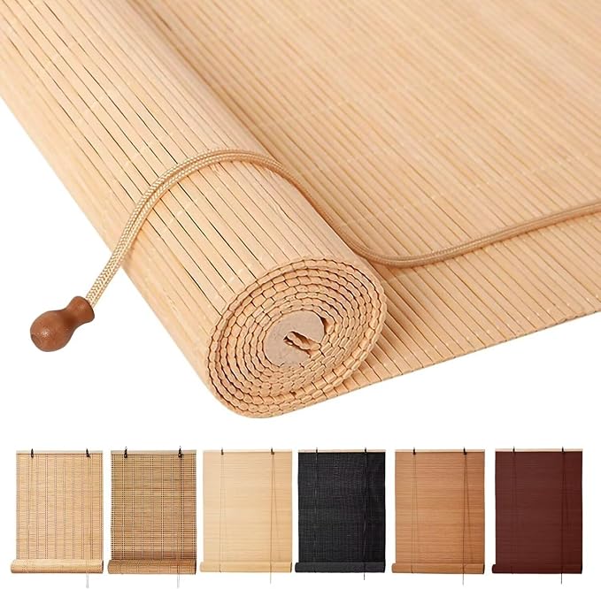 Bamboo Blinds, Easy to Install Bamboo Shades for Indoor Windows, Custom Sizes Roller Shades for Indoor Windows, Roll Up Blinds Indoor Outdoor Patio