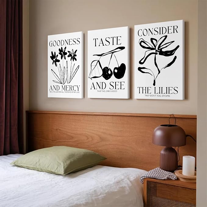 Christian Wall Art Bible Verse Canvas Poster Trendy Wall Decor Religious Pictures Modern Painting Scripture Poster Catholic Prints Cherry Artwork for Bedroom Living Room 16x24x3 Inch Ready to Hang