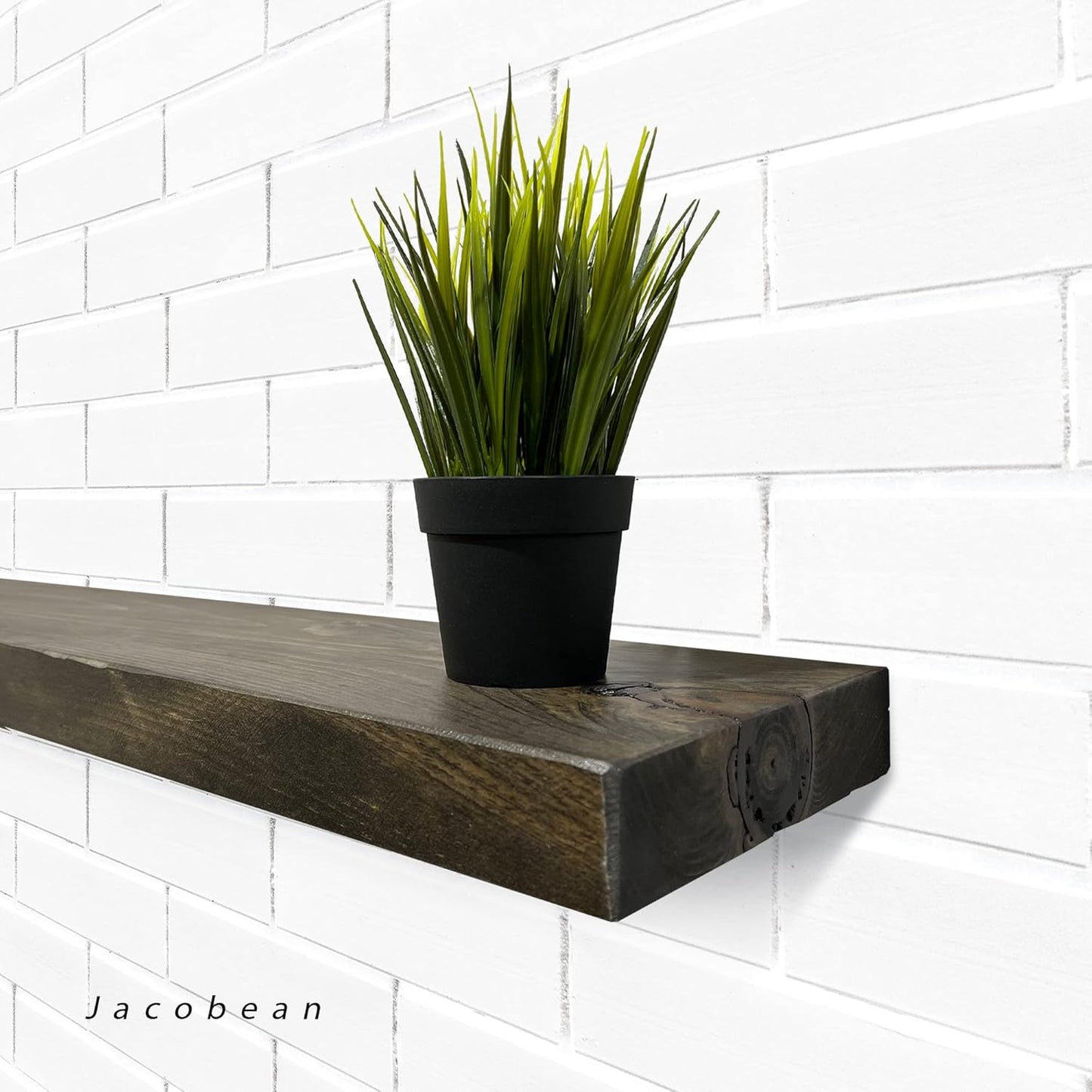 URBANDI, Rustic Floating Shelves, Set of 2, Hidden Bracket, Solid Wood, Heavy Duty, Wall Mounted Shelves, (Dark Brown, 12Wx6D)