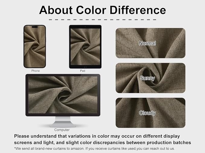 Vision Home Brown Pinch Pleated Light Filtering Curtains with Microfiber Liner 120 inch Linen Blended Textured Privacy Drapes for Living Room Bedroom Back Tabs with Hooks 2 Panels 40" Wx120 L
