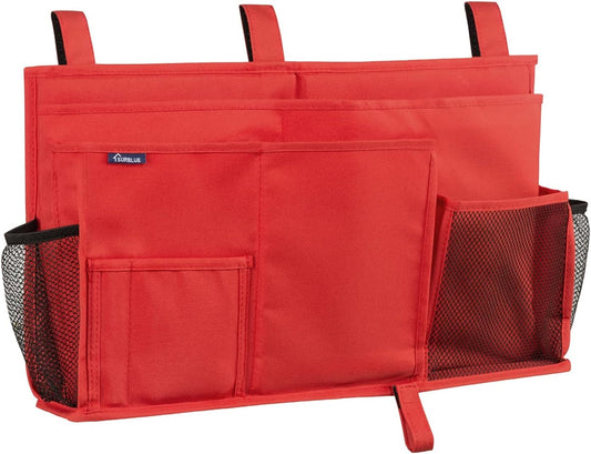 Surblue Caddy Hanging Organizer Bedside Storage Bag for Bunk and Hospital Beds, Red, L