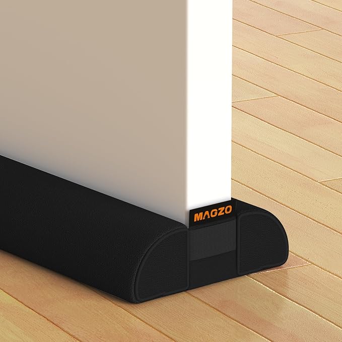 MAGZO Door Draft Stopper for Bottom of Door, 2 Pack 32 Inch Under Door Draft Stopper, Fan Shaped Under Door Gap Filler Bottom, Door Soundproofing, Black