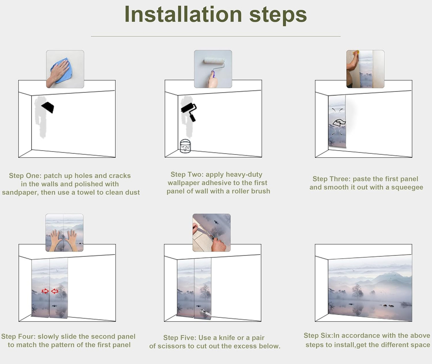 Mountain Lake Landscape Wall Mural for Bedroom Living Room Office Restaurant(Not Peel and Stick)