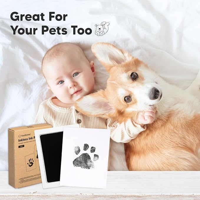 KeaBabies Inkless Hand and Footprint Kit and First 5 Years Baby Memory Book Journal - Ink Pad for Baby Hand and Footprints, 90 Pages Hardcover First Year Keepsake Milestone Book