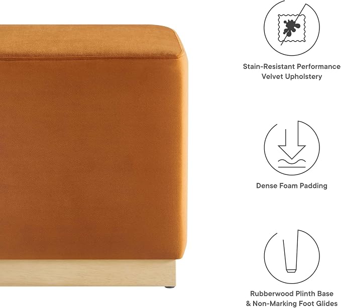 Modway 17" Square Performance Velvet Upholstered Upholstered Ottoman