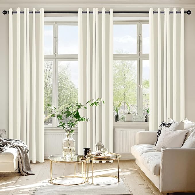 MIULEE Cream Blackout Curtains for Bedroom Living Room 84 Inches Long 2 Panels, Thermal Insulated Room Darkening Drapes Solid Grommet Noise Reduction Light Blocking Window Treatments 40x84 Inch