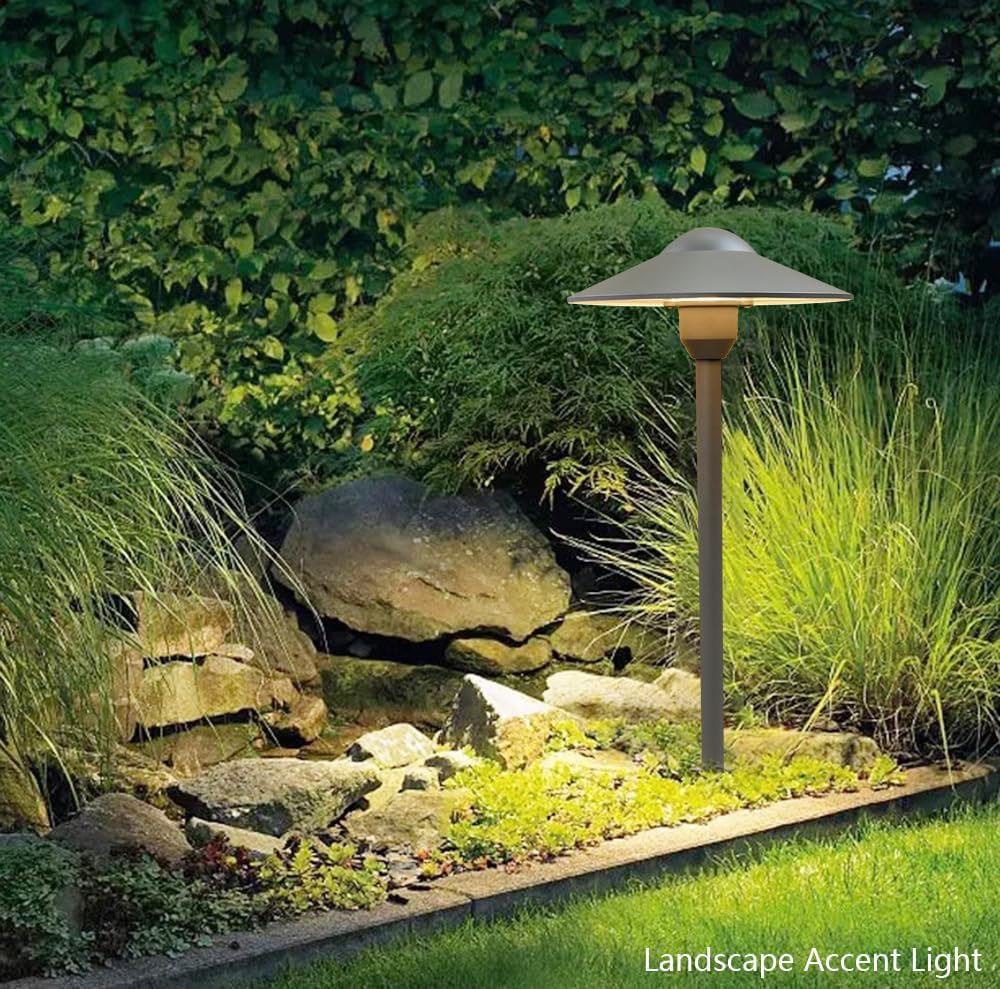 Arrownine Cast Aluminum Low Voltage Outdoor Pathway Light Walkway Landscape Path Lights Included Ground Spike,Wire Connectors Free Replaceable 3 Watts G4 LED Bulb Warm White 2-Pack Bronze Finish