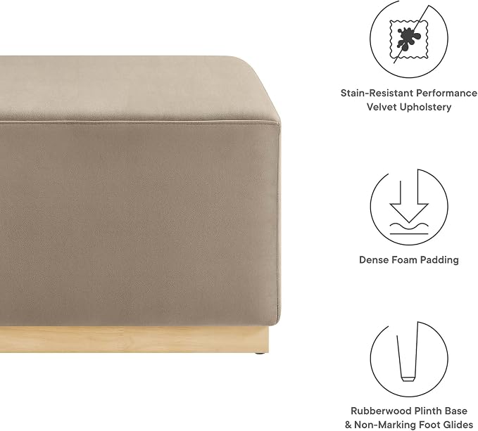 Modway Large 28" Square Performance Velvet Upholstered Upholstered Ottoman