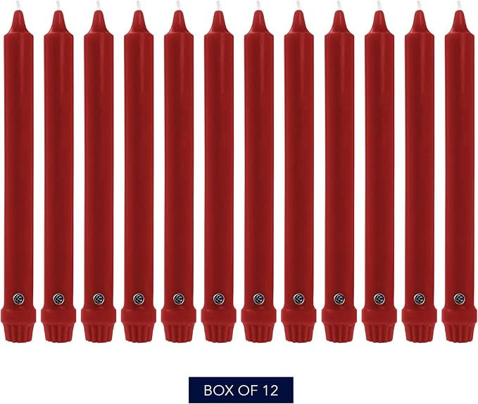 Colonial Dripless 12-Inch Candle with Classic Tip, Red