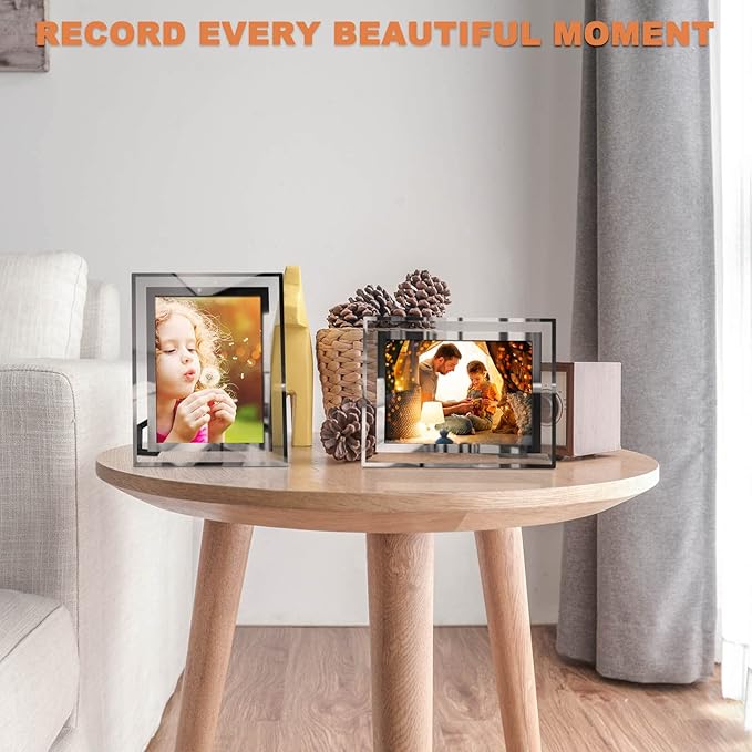 IZIDDO 5x7 Picture Frames Set of 2, Silver Glass Photo Frame for Tabletop Display, Gifts Picture Frame, Horizontally or Vertically