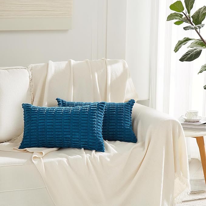 Fancy Homi 4 Packs Decorative Throw Pillow Covers for Living Room Couch Bed, Modern Farmhouse Boho Home Décor Accent Cushion Case, 20" x 12" (Pack of 4), Teal