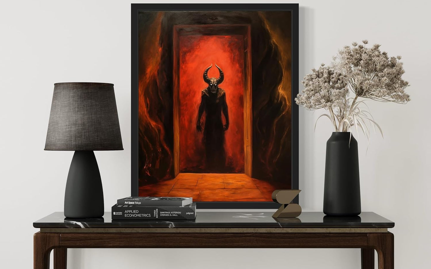 Satan and Hell Poster Art Print, Halloween Scary Vintage Wall Art Academia Spooky Painting Decoration for Horror Prints, Gothic Posters Bedroom Decor 89 (Satan and Hell, 8 x 10 inches, Unframed)