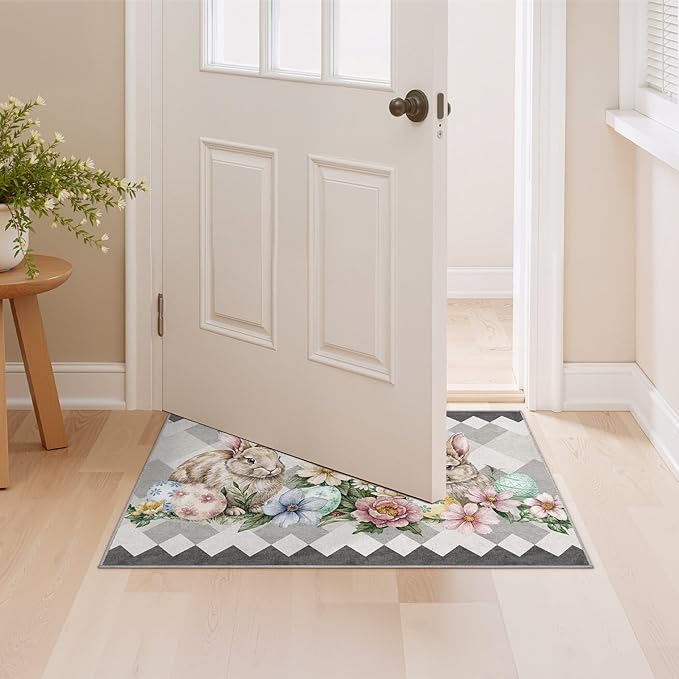 cotiled Area Rug for Living Room, Washable Non-Slip Large Area Rug, Indoor Floor Carpet Low Pile Soft Boho Farmhouse Rug for Bedroom Dining Room Grey 2x3