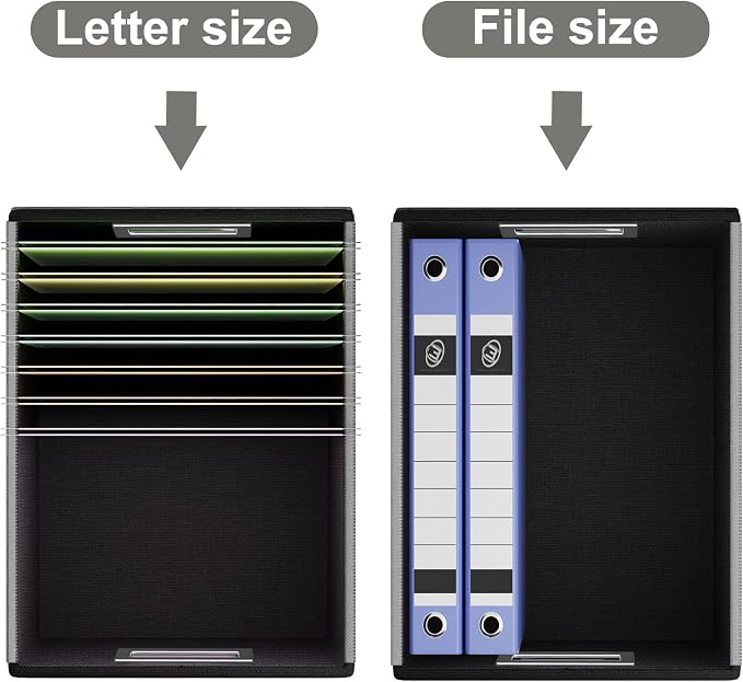 Portable Leather File Organizer Boxes with Lids, Office Document Boxes Organizer, Filing Boxes, Decorative Small File Boxes for Hanging Files with Plastic Slide for Office/Decor/Home