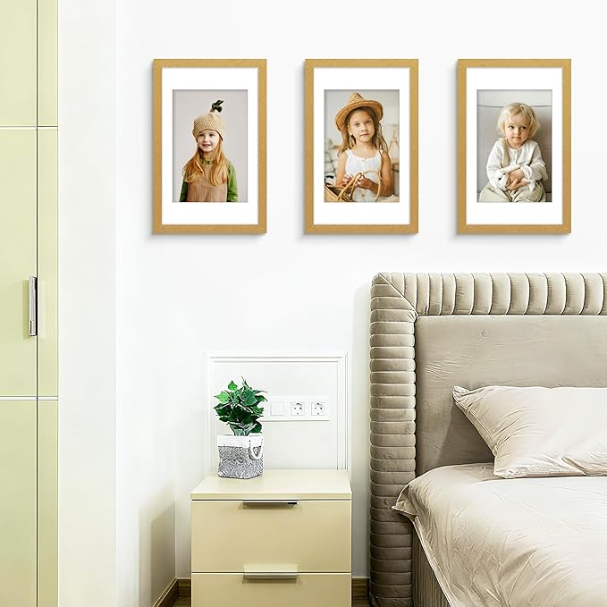 Picrit 11x17 Picture Frame Set of 12, Display 8x12 with Mat or 11x17 without Mat, Photo Frames for Wall Mounting Display, Gold