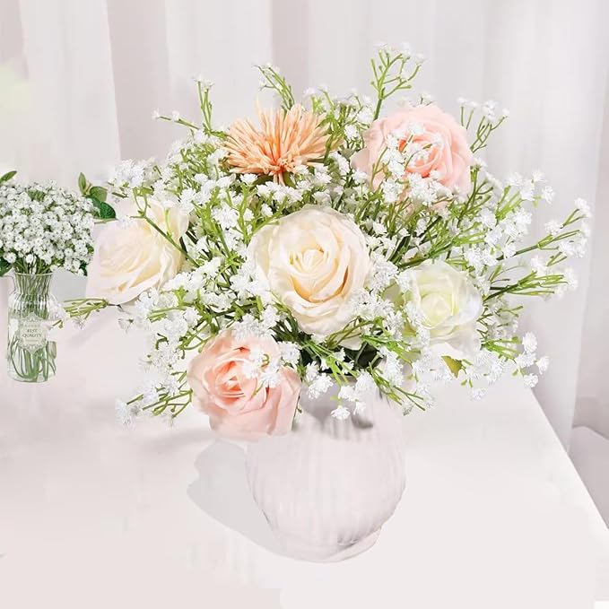 60 Pcs Baby Breath Artificial Flowers Bulk，White Artificial Flowers Artificial Baby Breath Gypsophila Flowers para Decoracion for Wedding Party Home Decoration (60 PCS)