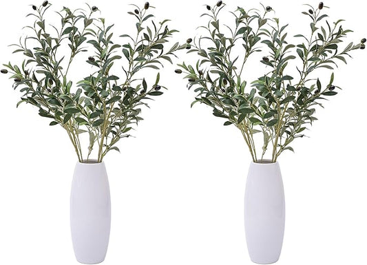Heleze 39 Inch Artificial Olive Branches for Vases, Fake Plants Greenery Stems with 222 Leaves Faux Olive Tree Branches Home Decor Indoor 4PCS