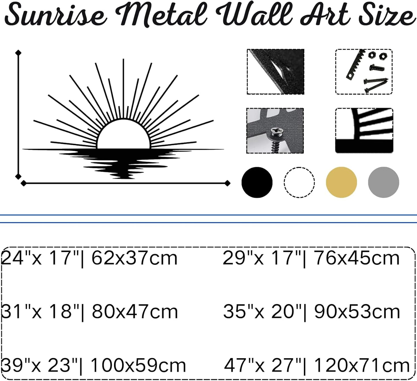 Sunrise Metal Wall Art, Metal Sun Wall Decor, Metal Sun Outdoor Decor, Large Metal Sun Wall Art, Sun Wall Art, Boho Sun Wall Art, Sunshine Metal Sign, Living Room Bedroom Wall Hangings (Black, 24"x 17"| 62x37cm )