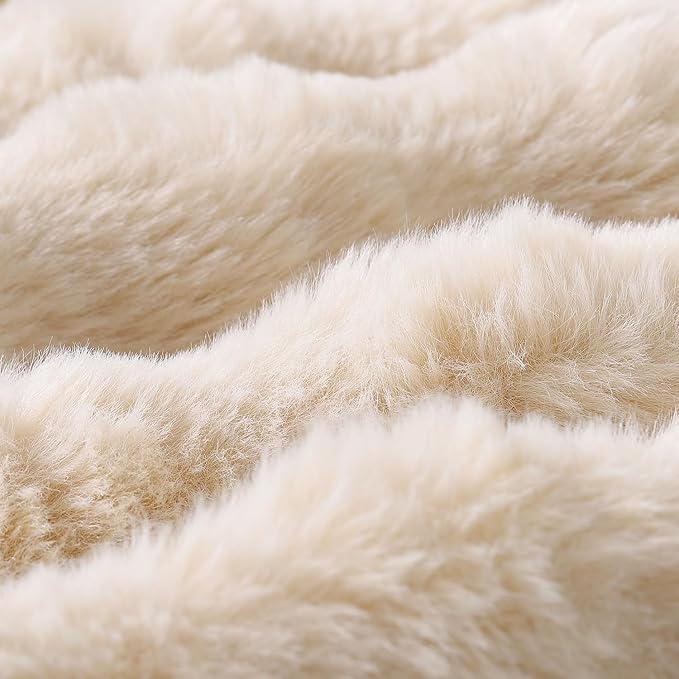 MADIZZ Pack of 2 Thick Plush Faux Wool Throw Pillow Covers Soft Boho Throw Pillows Luxurious Cushion Covers for Couch Sofa Bedroom Living Room Home Decor Euro Sham 26x26 Inch Beige