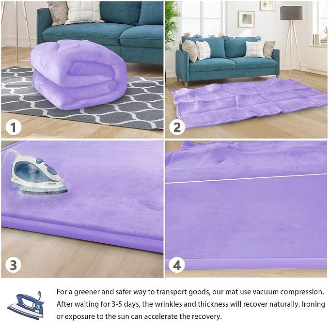 Baby Play Mat for Floor Nursery Muscle Mat Area Rug Playroom Rug 79x110" Elastic Foam 1.3" Thick Crawling Mat for Babies,Toddlers, Infants (Lavender)