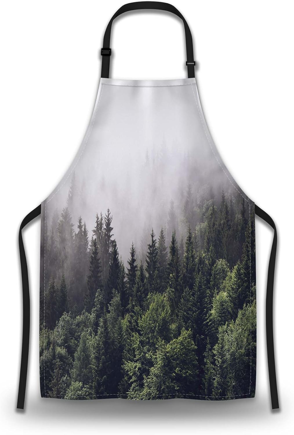 Garden Apron for Men Forested Mountain Slope in Low Lying Cloud Kitchen Aprons for Women for Kitchen Cooking Restaurant BBQ Painting Crafting Gardening 27” (W) x 31” (H), Waterproof Aprons