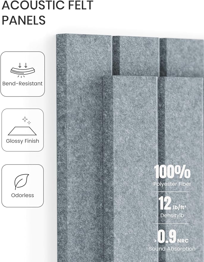 Large Felt Bulletin Board 48" x 36" Cork Board Alternative-12 Pack with 70 Safe Removable Adhesive Tabs, Cork Boards for Walls Pin Board for Home Office Classroom Felt Board-Blue Gray