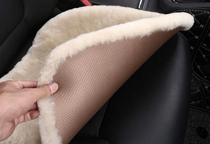 OGLAND Fuzzy Sheepskin Car Seat Cover | Luxury Comfortable Soft Cushion All Seasons | Auto Golf Cart Protection Pad for Pet Elderly Durable Long Drive Travel, Alpine Green