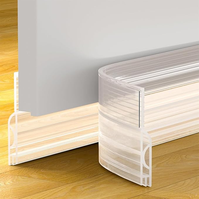 Door Draft Stopper, Door Sweep for Bottom of Door, Weather Stripping Door Seal, Under Door Gap Filler Draft Blocker Soundproof Insulation Save Energy Install Quickly Easily (Transparent, 39‘’)