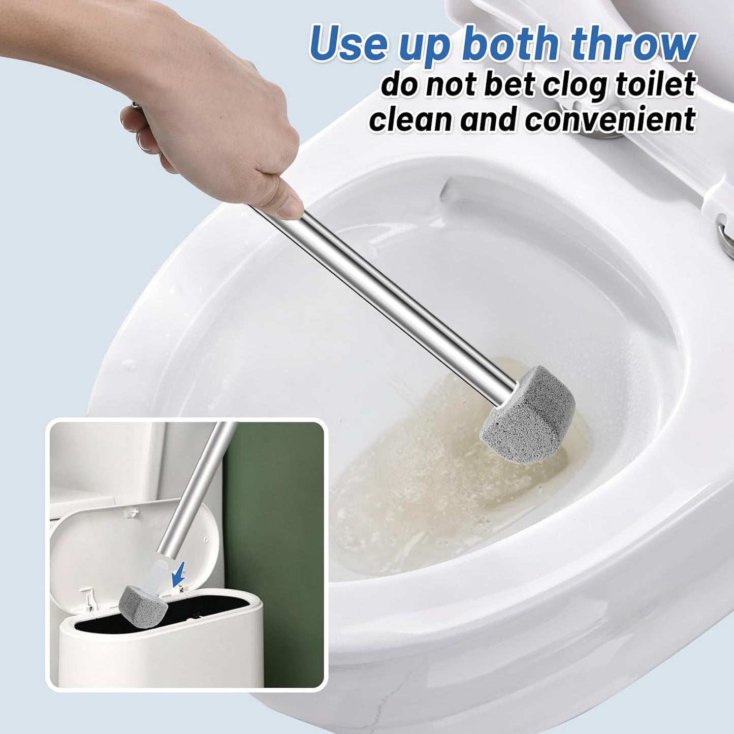 Pumice Stone Toilet Bowl Cleaner Toilet Deep Cleaning,Bathroom Cleaner Brush with Long Handle for Remove Hard Water Stains with Toilet Handle+ Pumice Stones